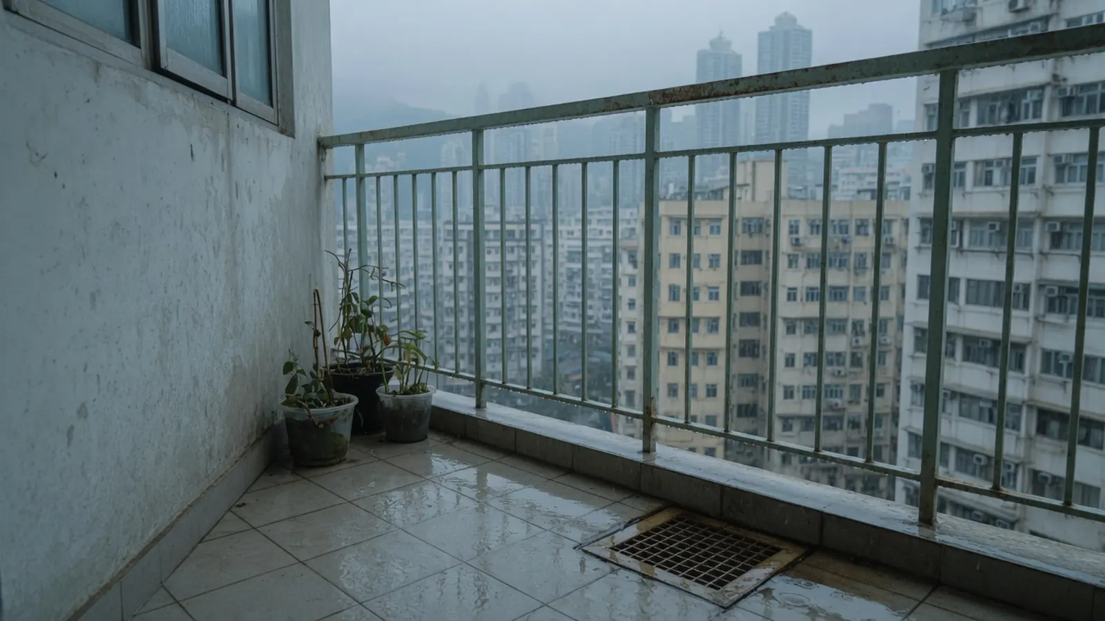 香港窄露台排水口示意